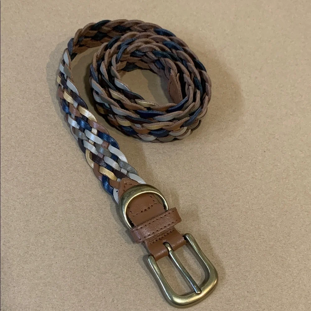 Braided Leather Belt with Gold hardware